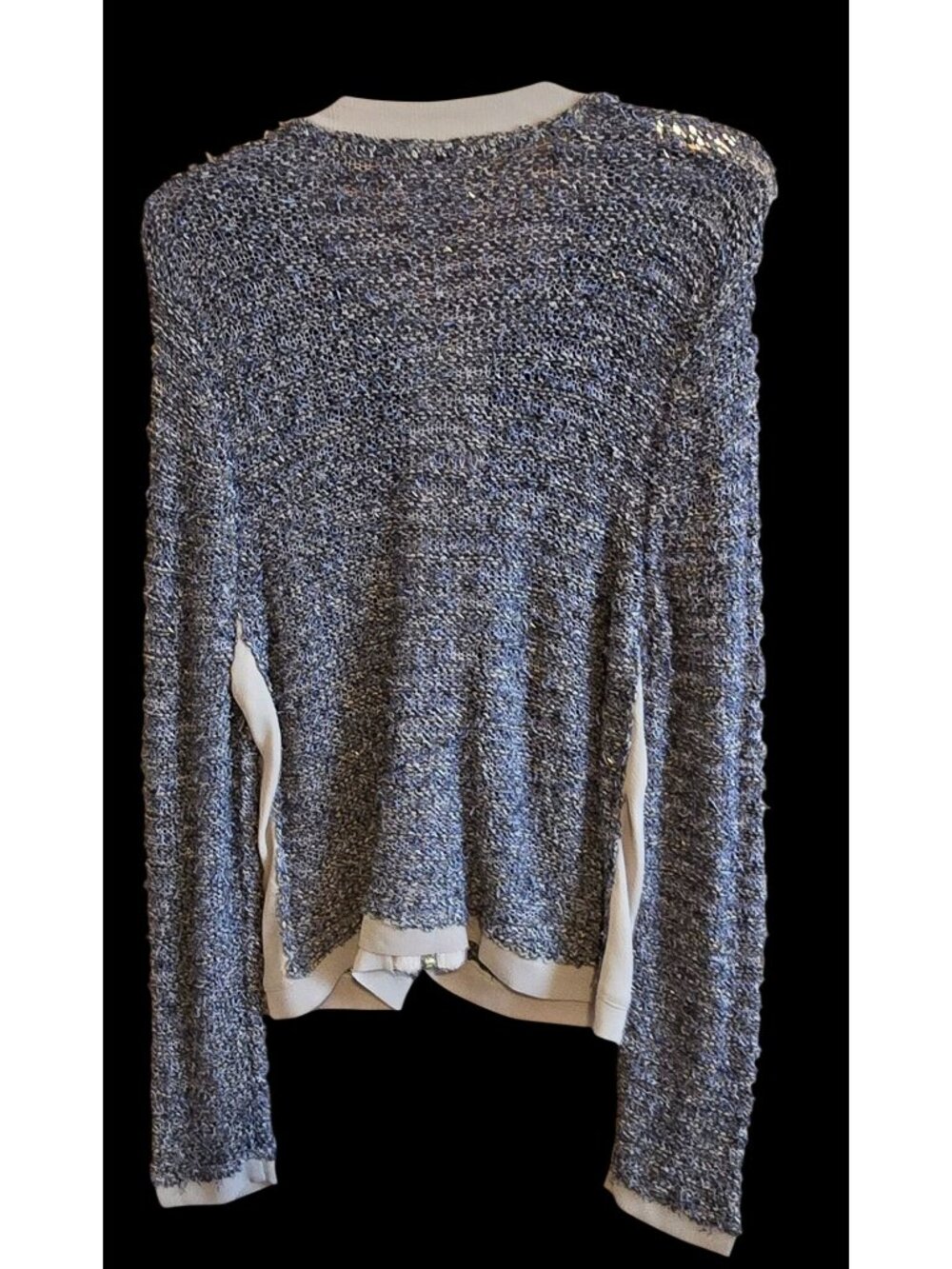 Chicos Textured Metallic Knit Cardigan With Zipper Front vintage flirty warm - Picture 3 of 8